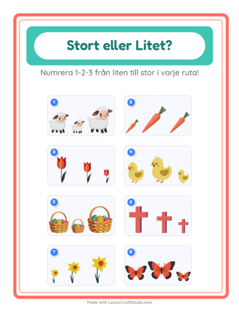 Ordna efter storlek – Påsk