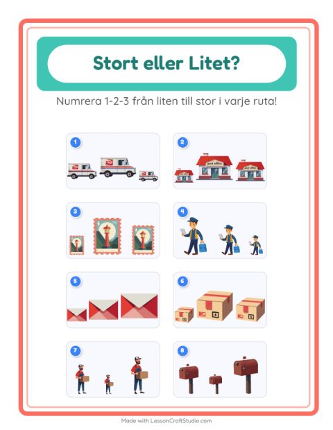 Ordna efter storlek – Postkontor