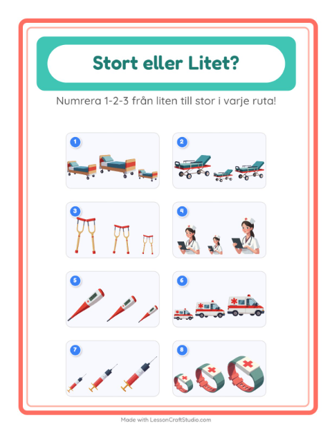 Ordna efter storlek – Sjukhus