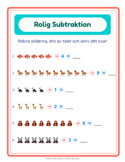 Bild minus siffra – Djur