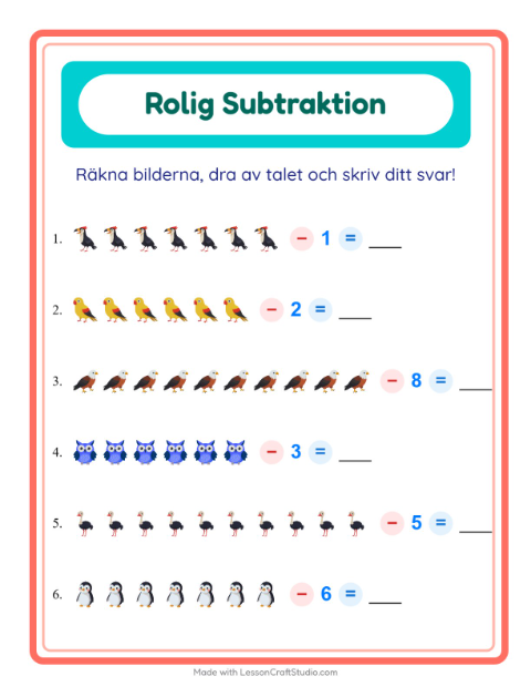 Bild minus siffra – Fåglar