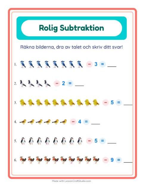 Bild minus siffra – Fåglar 2