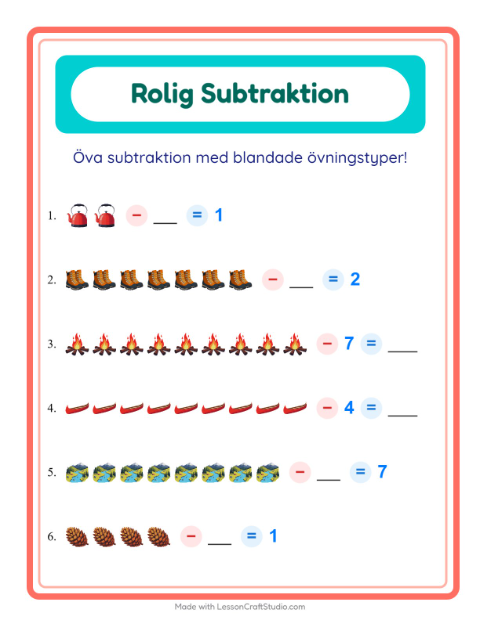 Blandad subtraktion – Camping