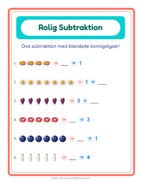 Blandad subtraktion – Frukost