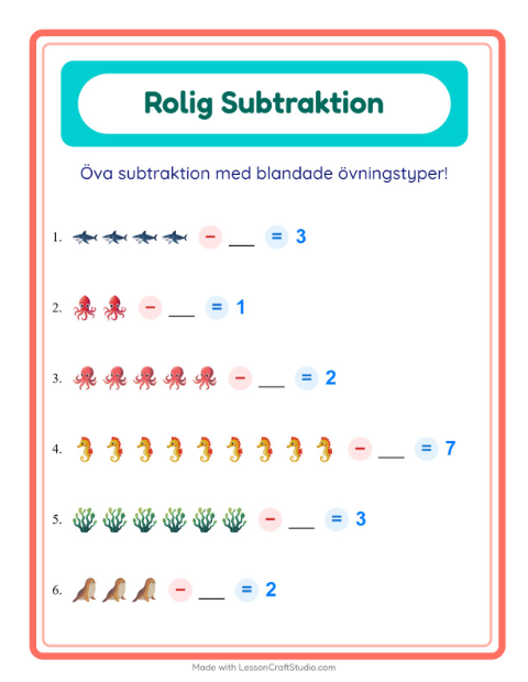 Blandad subtraktion – Havsliv