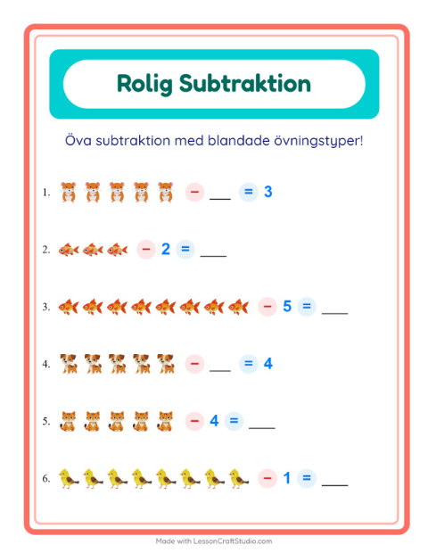 Blandad subtraktion – Husdjur