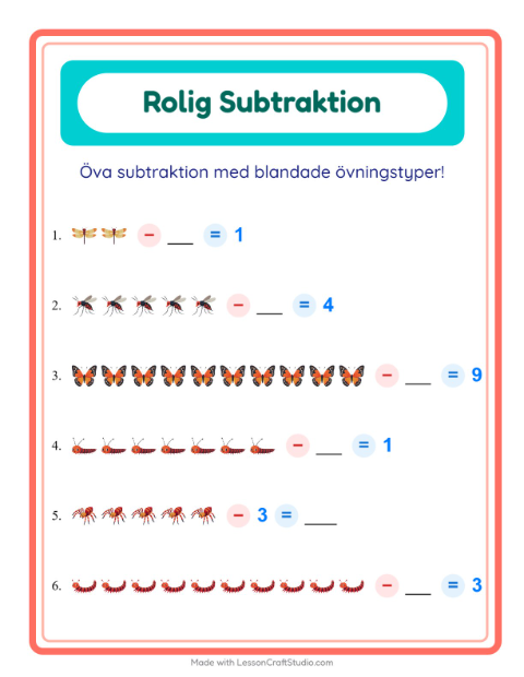 Blandad subtraktion – Insekter och kryp