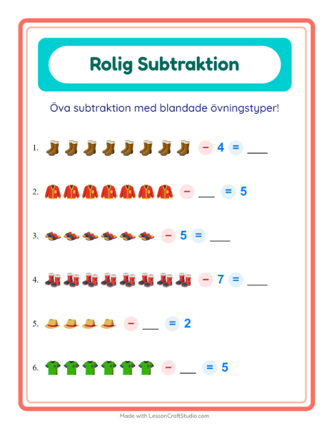 Blandad subtraktion – Kläder