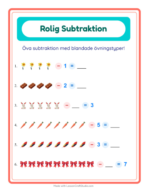 Blandad subtraktion – Påsk