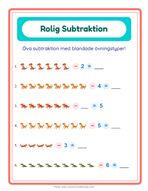 Blandad subtraktion – Reptiler och groddjur