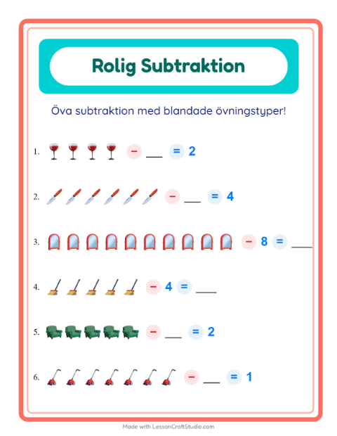 Blandad subtraktion – Runt huset