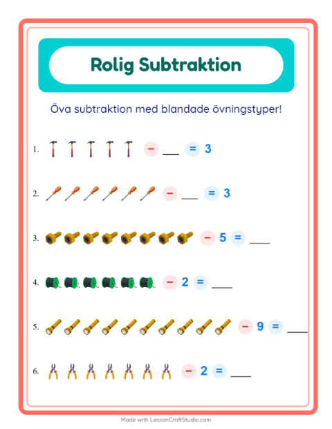 Blandad subtraktion – Verktyg