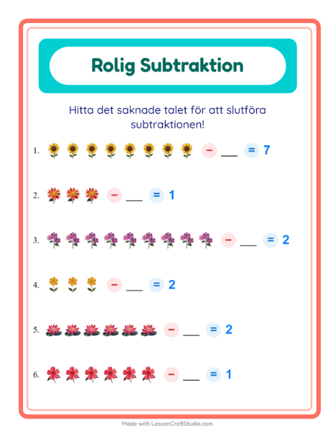 Hitta talet som togs bort – Blommor