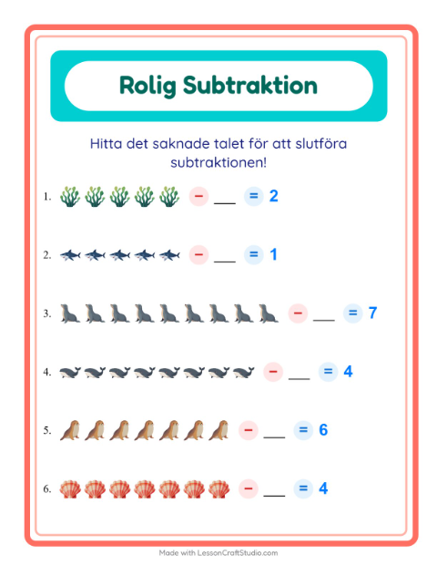 Hitta talet som togs bort – Havsliv