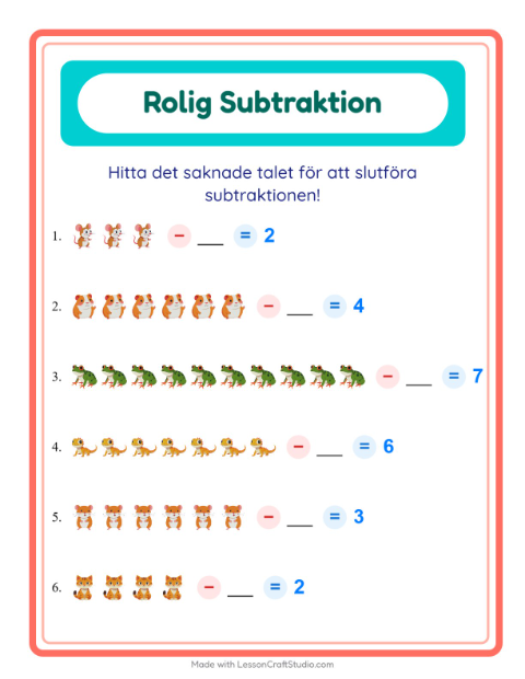 Hitta talet som togs bort – Husdjur