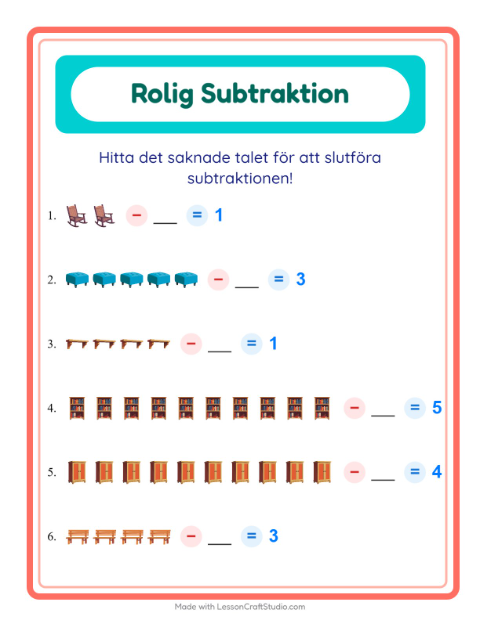 Hitta talet som togs bort – Möbler