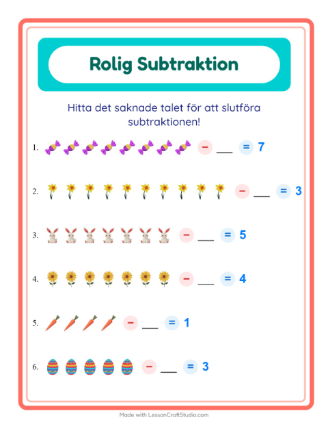 Hitta talet som togs bort – Påsk