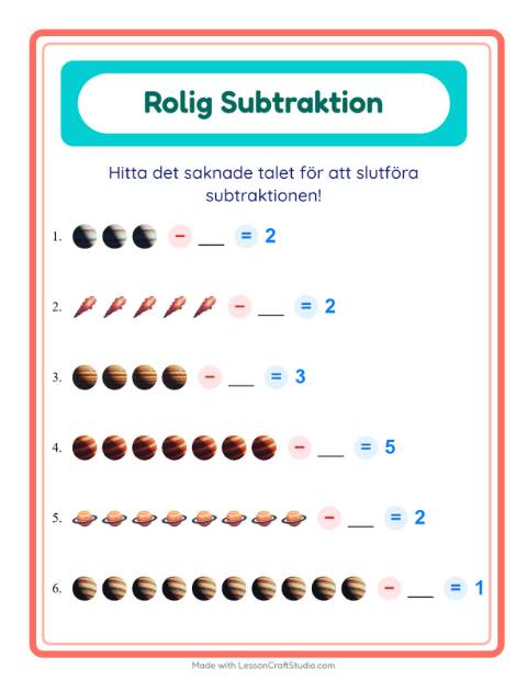 Hitta talet som togs bort – Rymden