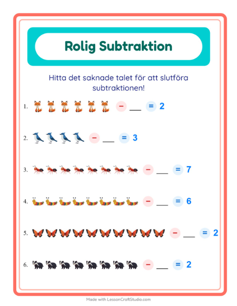 Hitta talet som togs bort – Skogsdjur