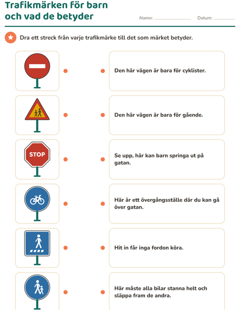 Trafikmärken för barn och vad de betyder