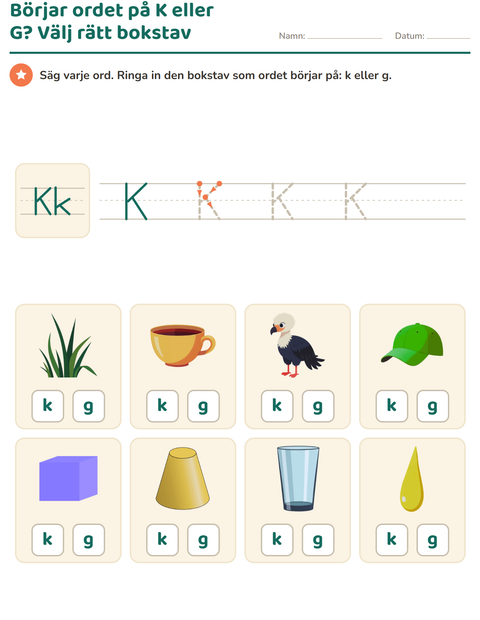 Förhandsvisning av Veckans bokstav-arbetsblad för Förskoleklass