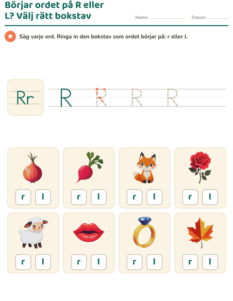 Förhandsvisning av Veckans bokstav-arbetsblad för Förskoleklass