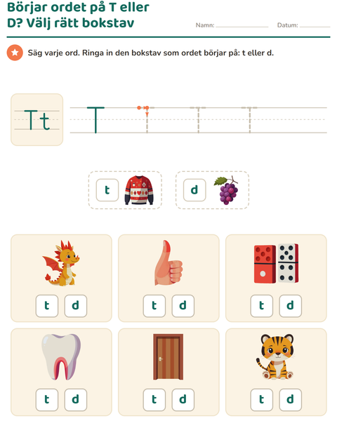 Förhandsvisning av Veckans bokstav-arbetsblad för Förskoleklass