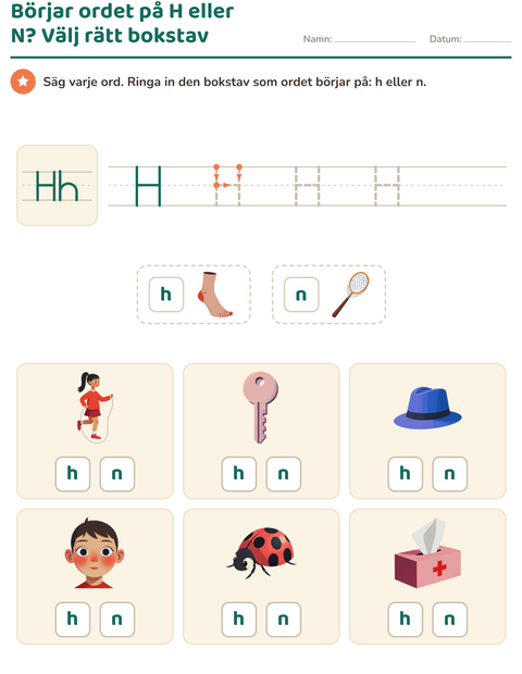 Förhandsvisning av Veckans bokstav-arbetsblad för Förskoleklass