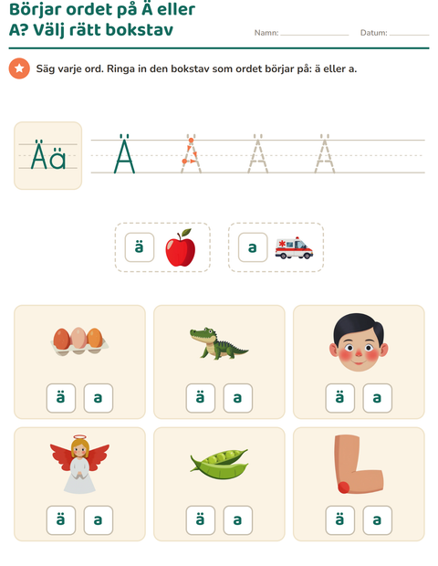 Förhandsvisning av Veckans bokstav-arbetsblad för Förskoleklass