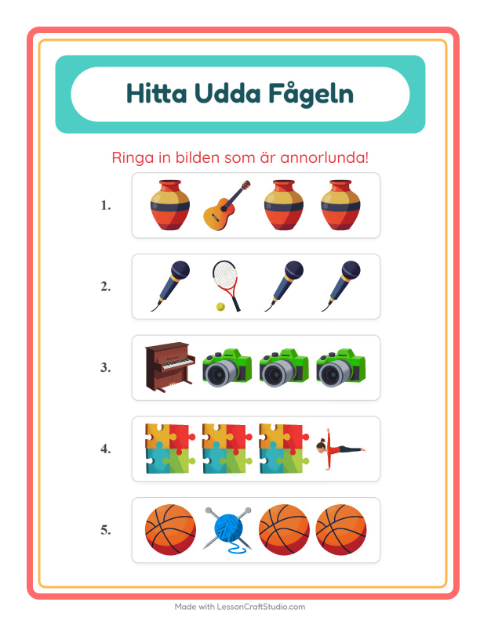 Vad passar inte? – Aktiviteter
