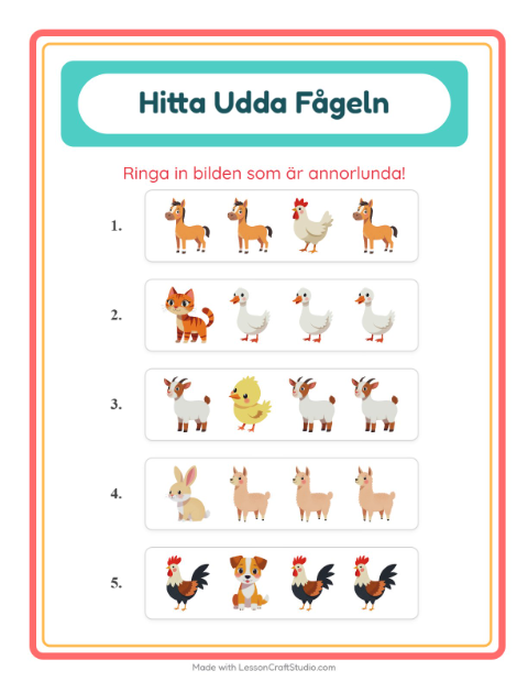 Vad passar inte? – Bondgårdsdjur