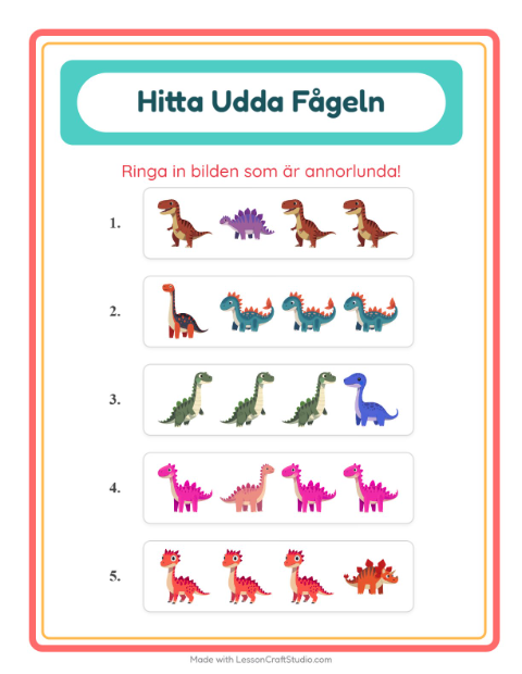 Vad passar inte? – Dinosaurier