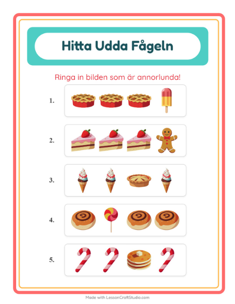 Vad passar inte? – Efterrätter och godis