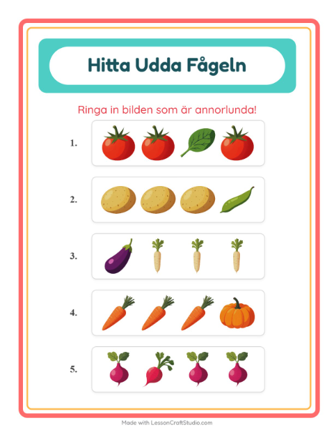 Vad passar inte? – Grönsaker