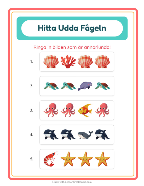 Vad passar inte? – Havsliv