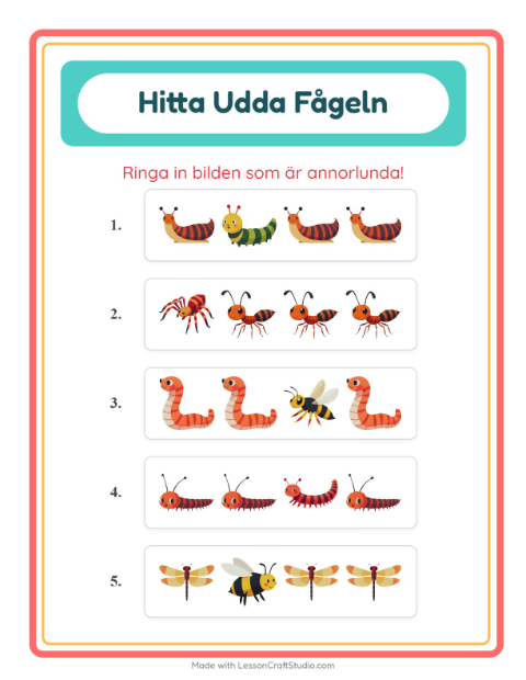 Vad passar inte? – Insekter och kryp