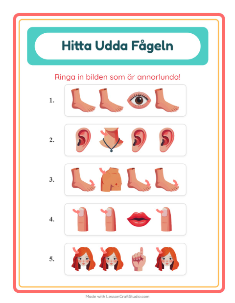 Vad passar inte? – Kroppsdelar