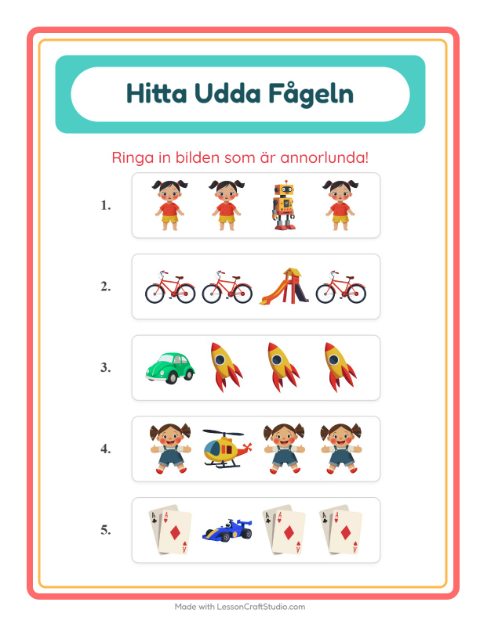 Vad passar inte? – Leksaker