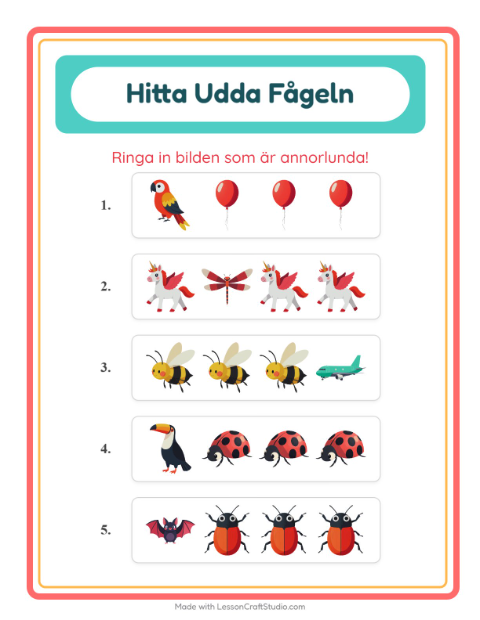 Förhandsvisning av Vilken Passar Inte-arbetsblad med Saker som flyger för Förskoleklass