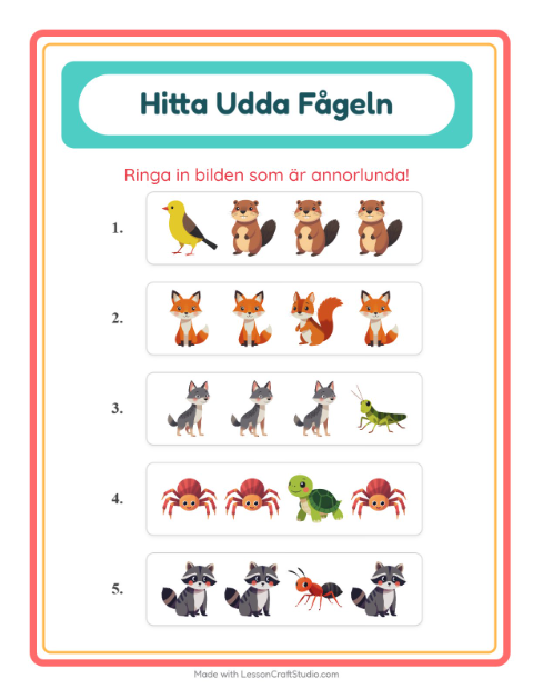 Vad passar inte? – Skogsdjur