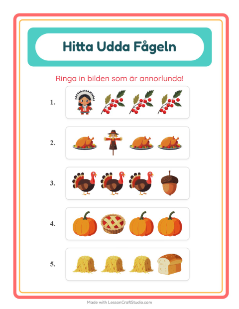 Vad passar inte? – Thanksgiving